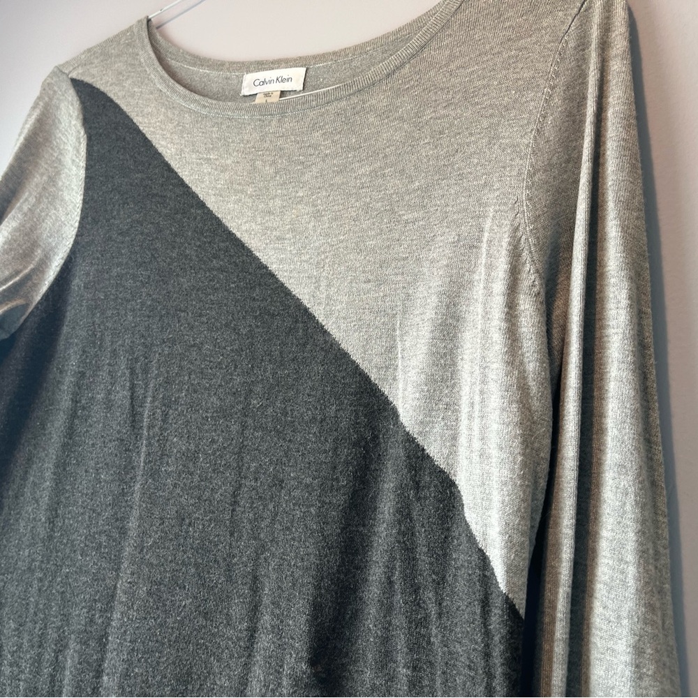 Calvin Klein colorblock Gray Long Sleeve Dress